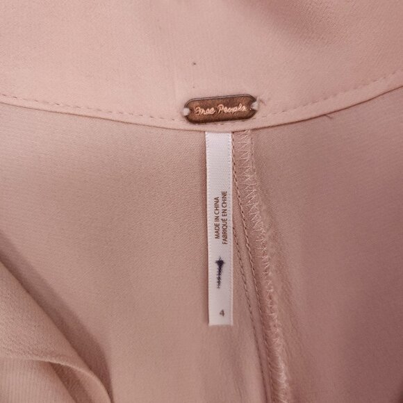 Free People Pant Size 4 Wide Leg Trouser Glow in the Sky Satin High Rise Peach - Picture 7 of 13